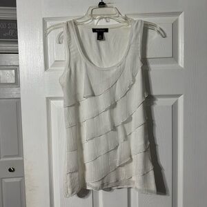 White House Black Market Metallic Ruffled Tank Top
